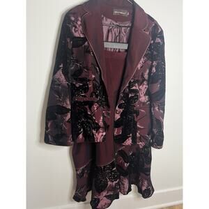 MaoMao Women's 50 Vintage Velvet Sparkly Floral Suit Skirt Outfit